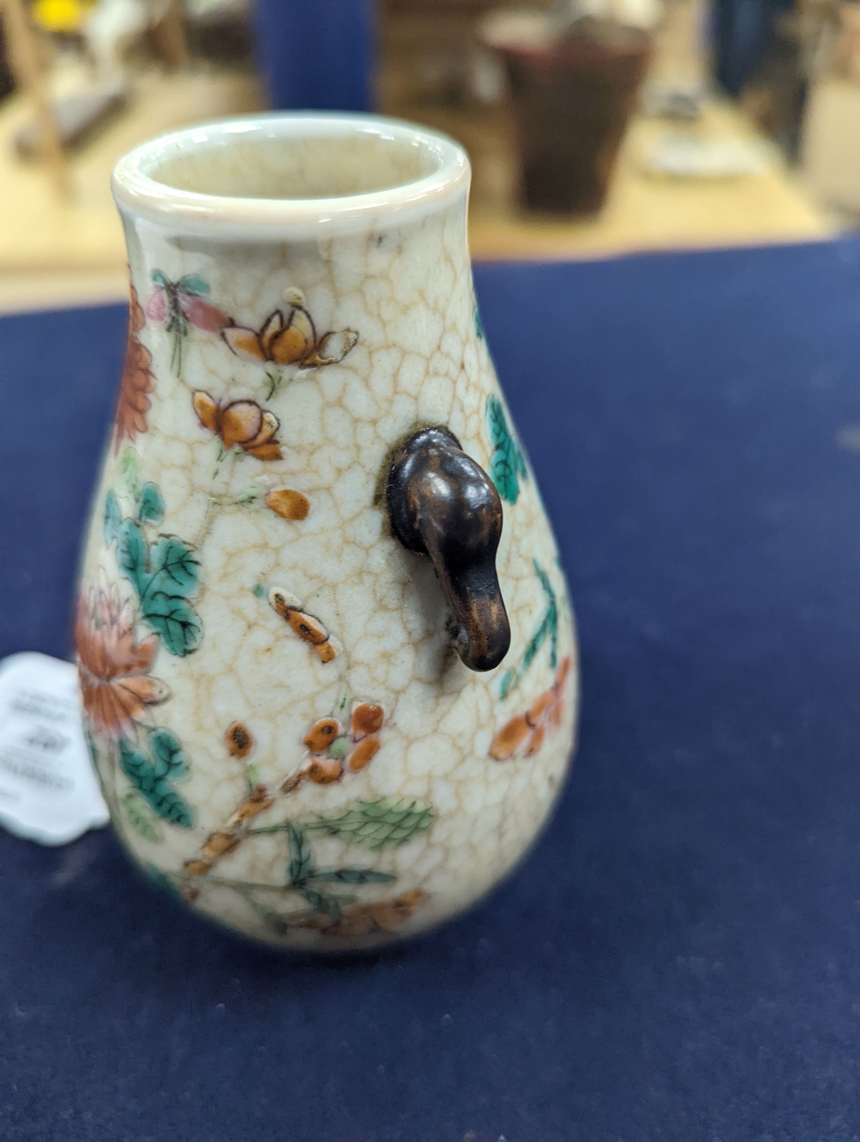 Small Japanese crackle glazed vase 13cm